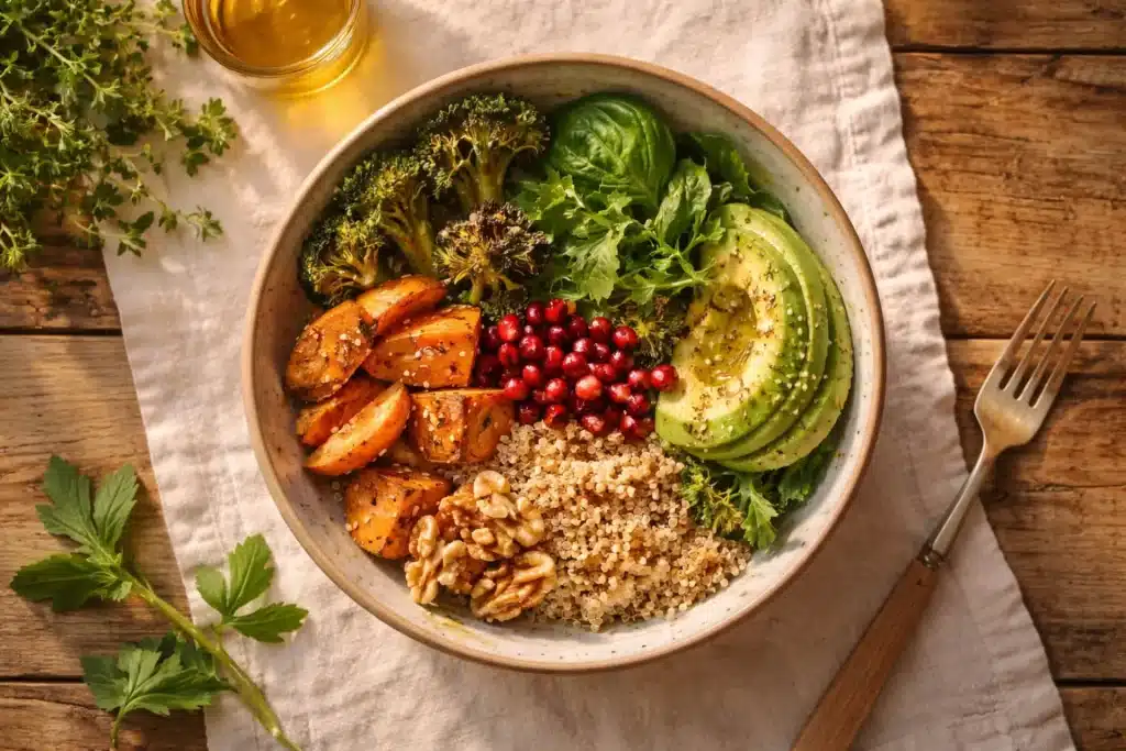 gezonde bowl met groenten op tafel